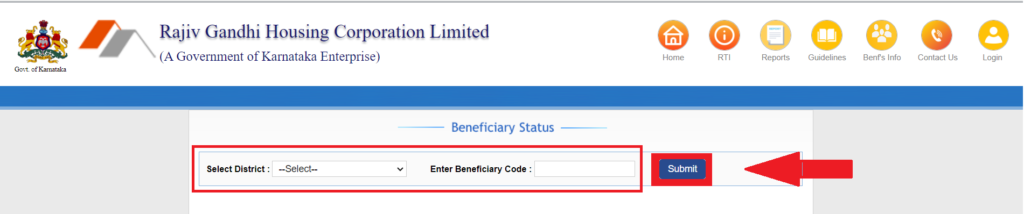 Steps to Check under RGRHCL Beneficiary Status List @ashraya.karnataka.gov.in