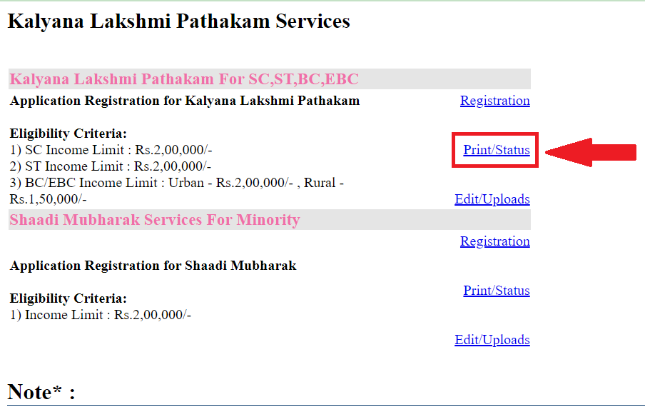 How to Check Ts Kalyana Lakshmi Scheme Status