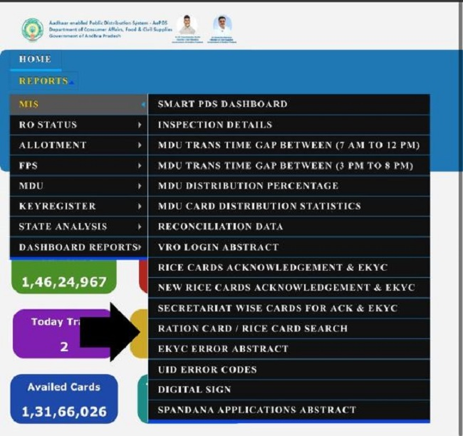 Check AP Ration Card Status