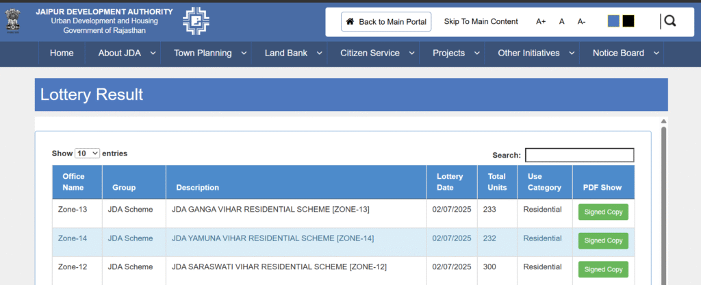 JDA Residential Plot Scheme Lottery Draw